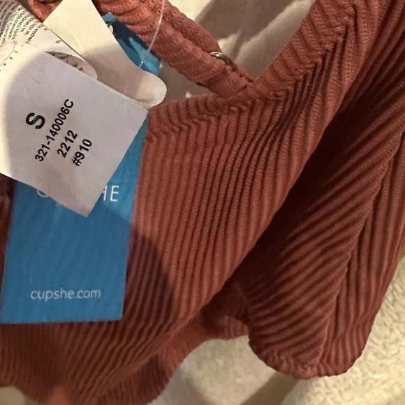 CUPSHE Women's Solid Color V‎ Neck Lace Up One Piece Swimsuit #1E - Picture 4 of 5